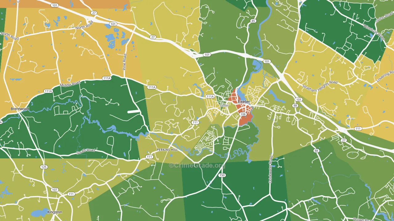Exeter, NH Map of Drug-Related Crime Rates