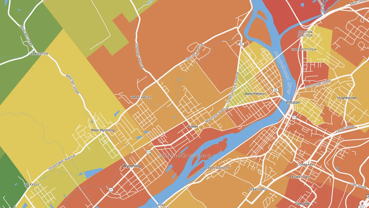 Exeter, PA Map of Drug-Related Crime Rates