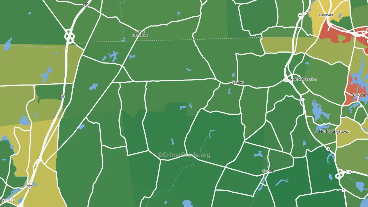 Exeter, RI Map of Drug-Related Crime Rates