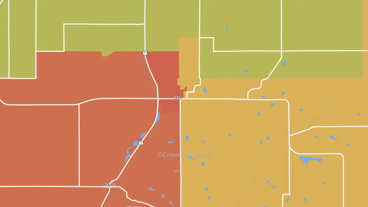 Exira, IA Map of Drug-Related Crime Rates