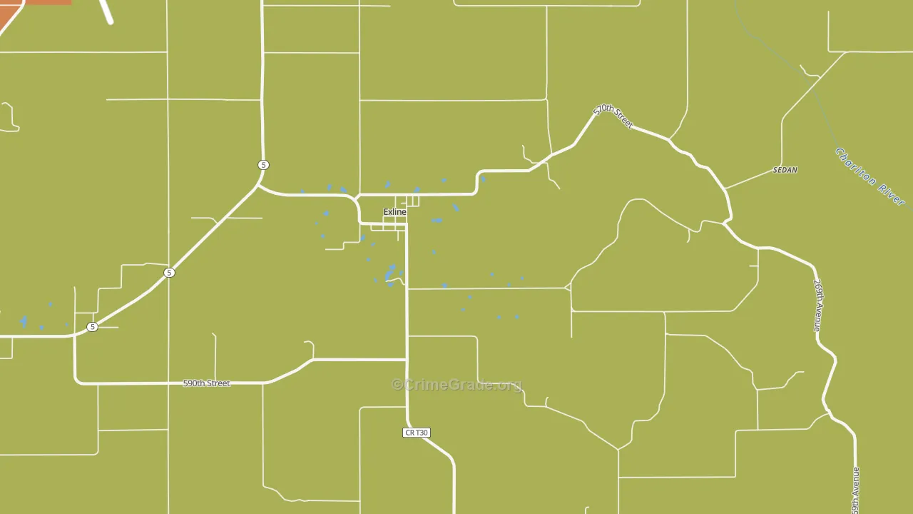 Exline, IA Map of Drug-Related Crime Rates