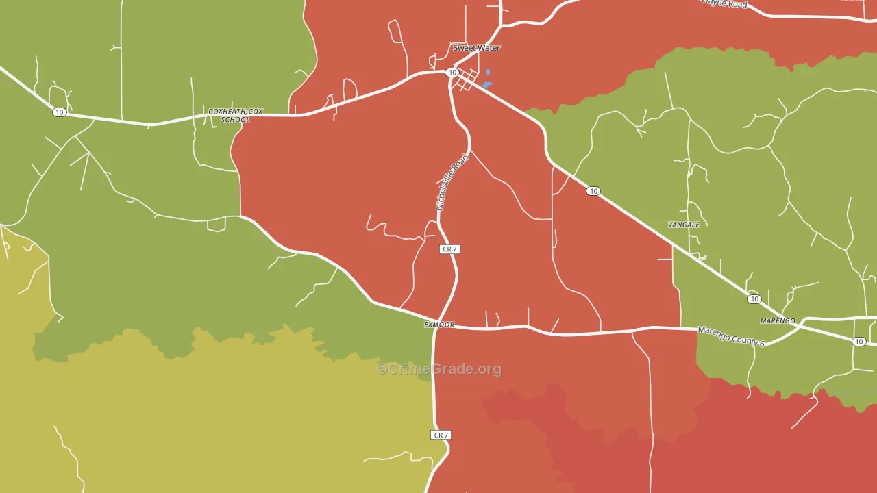 Exmoor, AL Map of Drug-Related Crime Rates