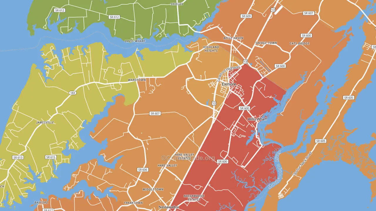 Exmore, VA Map of Drug-Related Crime Rates