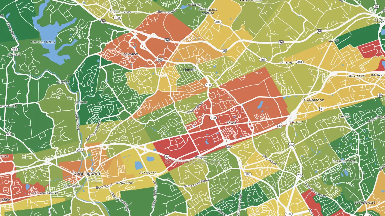 Exton, PA Map of Drug-Related Crime Rates