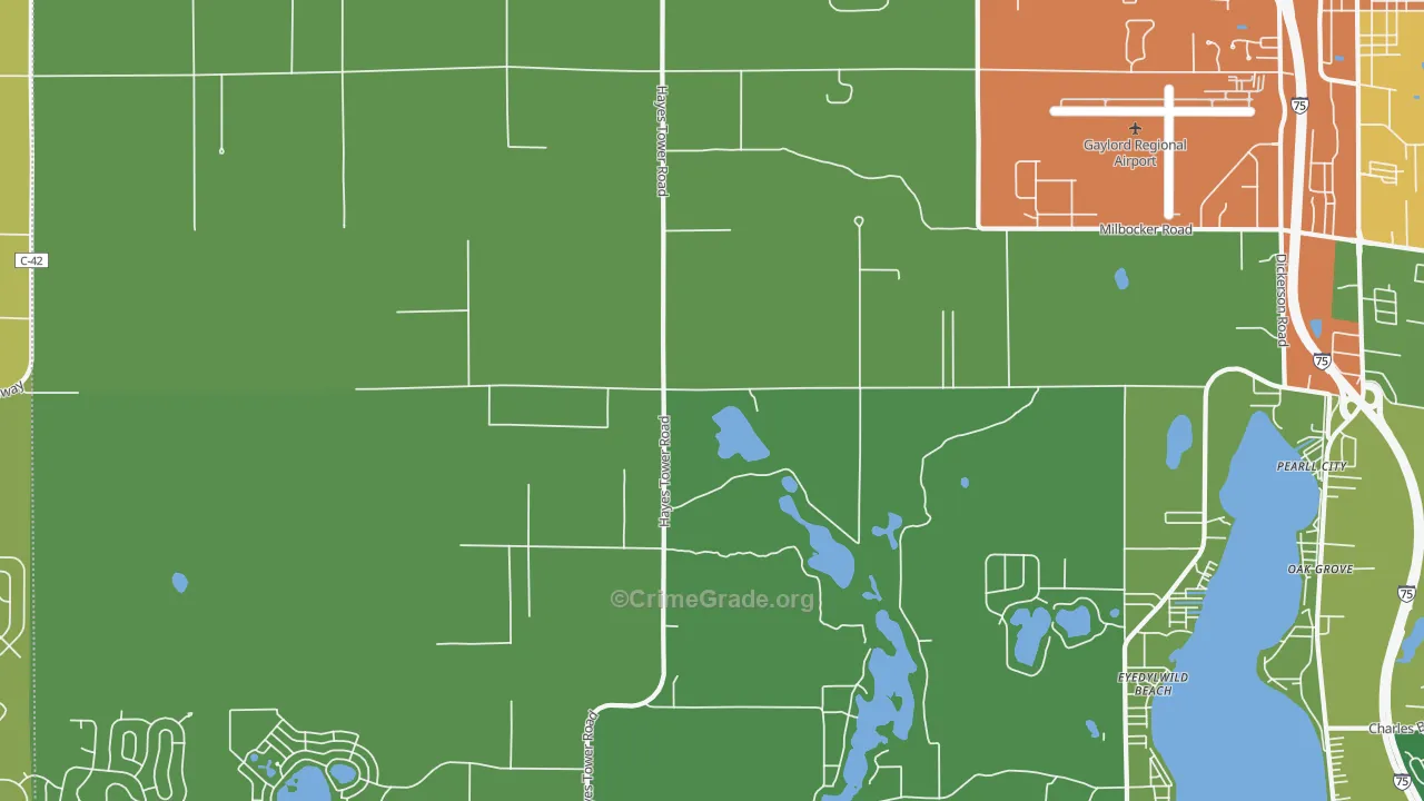 Eyedylwild Beach, MI Map of Drug-Related Crime Rates