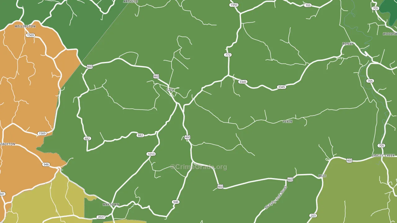 Ezel, KY Map of Drug-Related Crime Rates