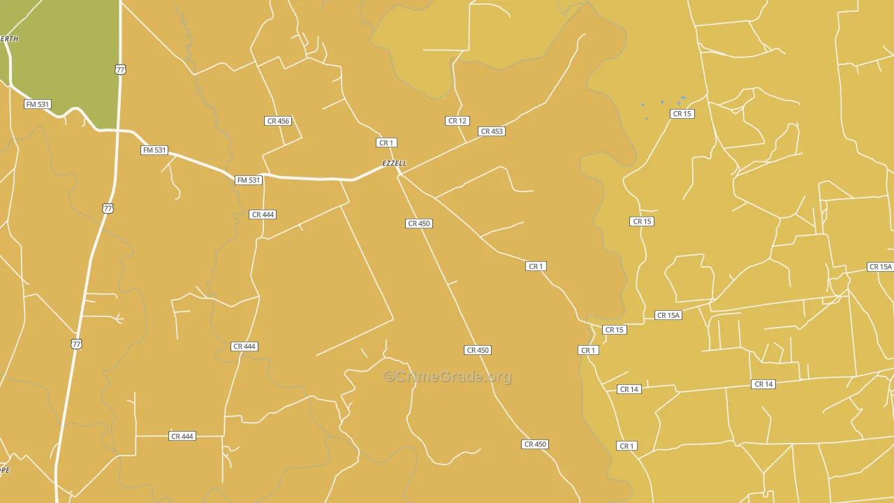 Ezzell, TX Map of Drug-Related Crime Rates