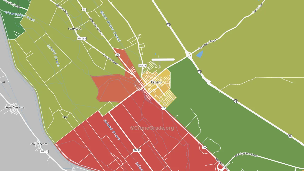Fabens, TX Map of Drug-Related Crime Rates