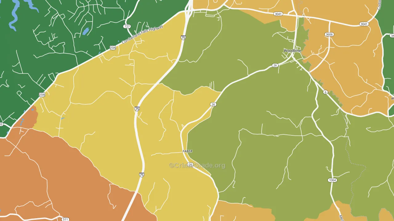 Faber, KY Map of Drug-Related Crime Rates