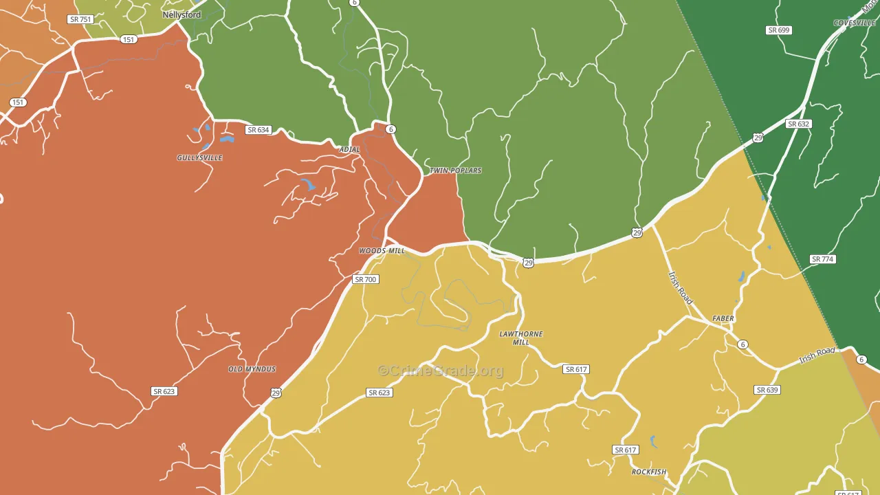 Faber, VA Map of Drug-Related Crime Rates