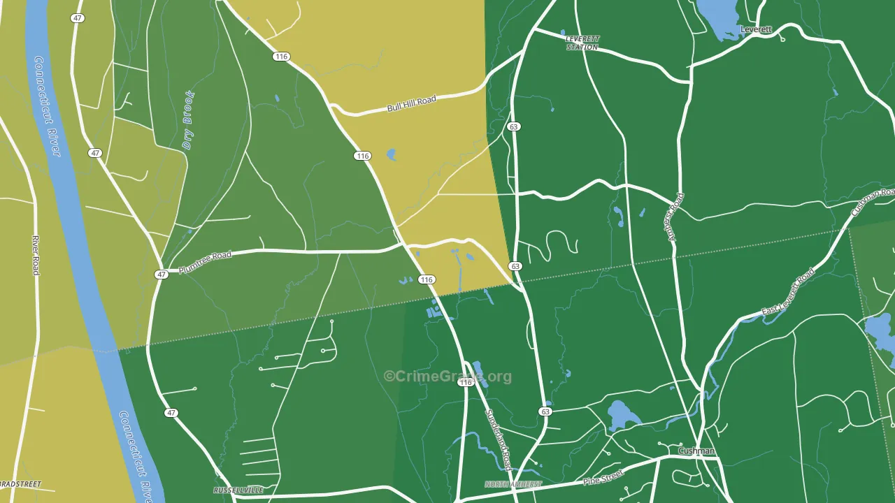 Factory Hollow, MA Map of Drug-Related Crime Rates