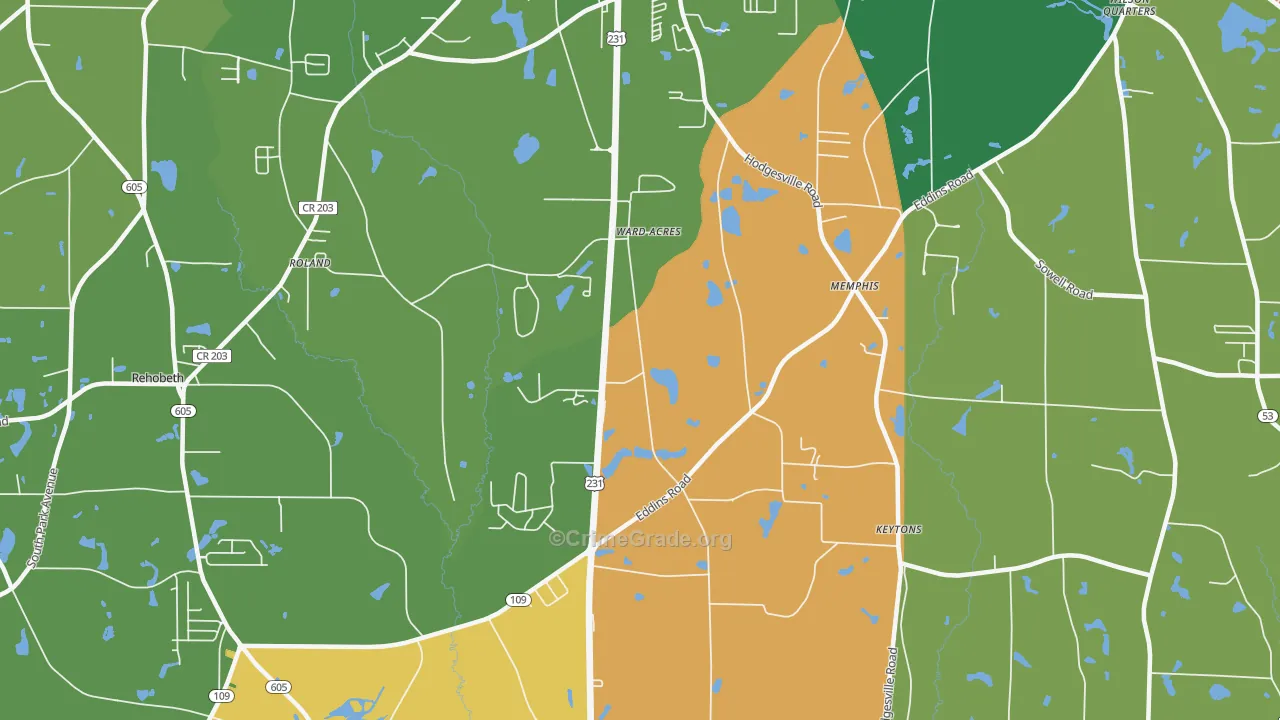 Fadette, AL Map of Drug-Related Crime Rates
