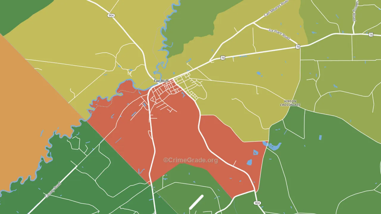 Fair Bluff, NC Map of Drug-Related Crime Rates