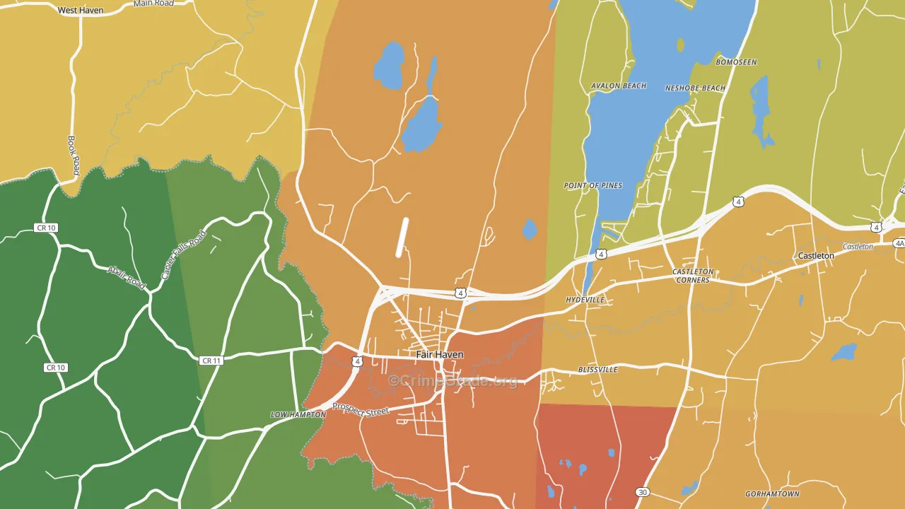 Fair Haven, VT Map of Drug-Related Crime Rates