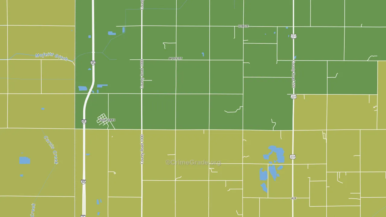 Fair Oaks, IN Map of Drug-Related Crime Rates