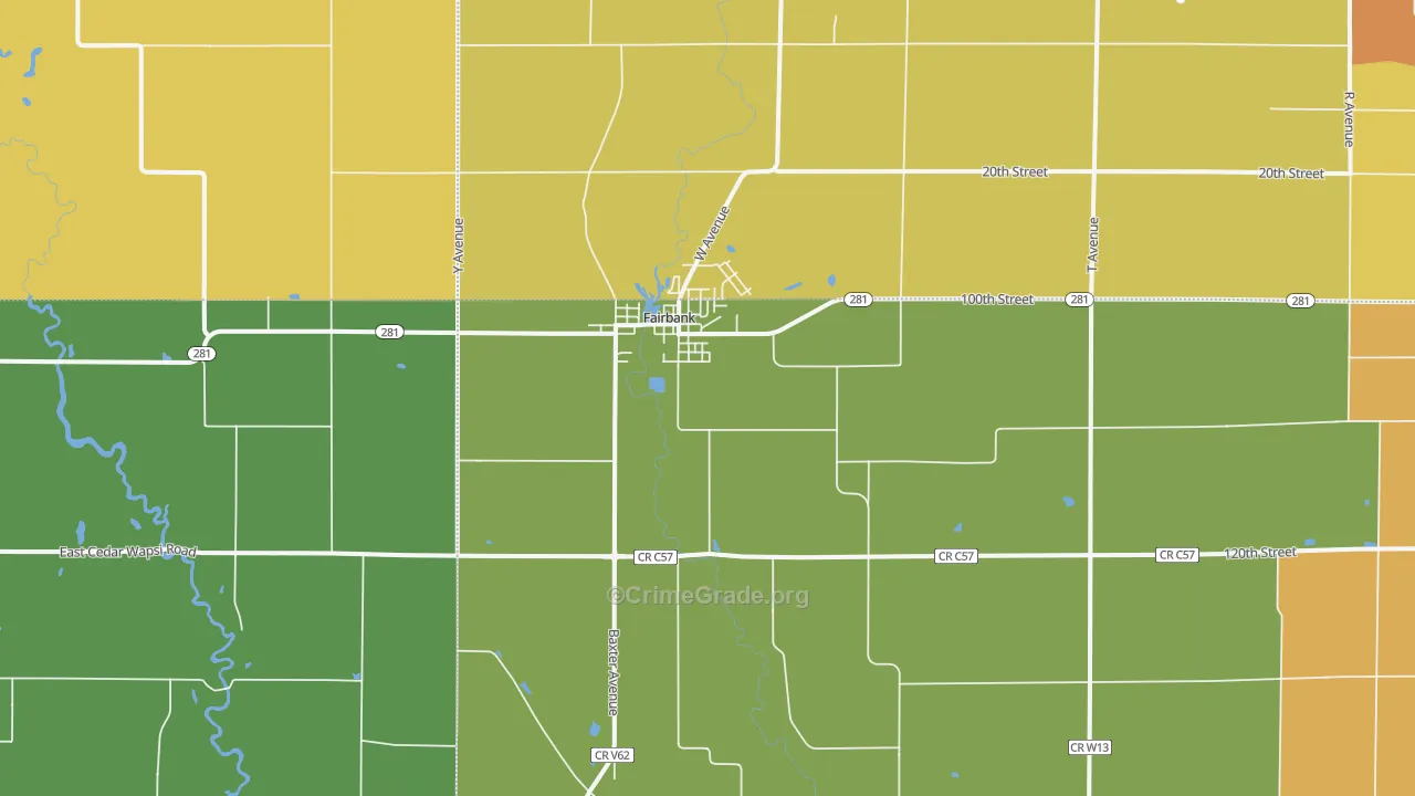 Fairbank, IA Map of Drug-Related Crime Rates