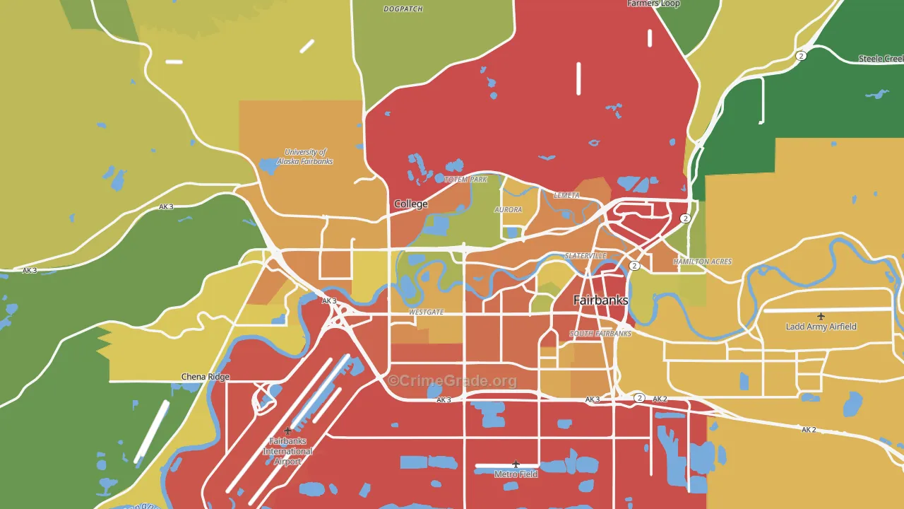 Fairbanks, AK Map of Drug-Related Crime Rates