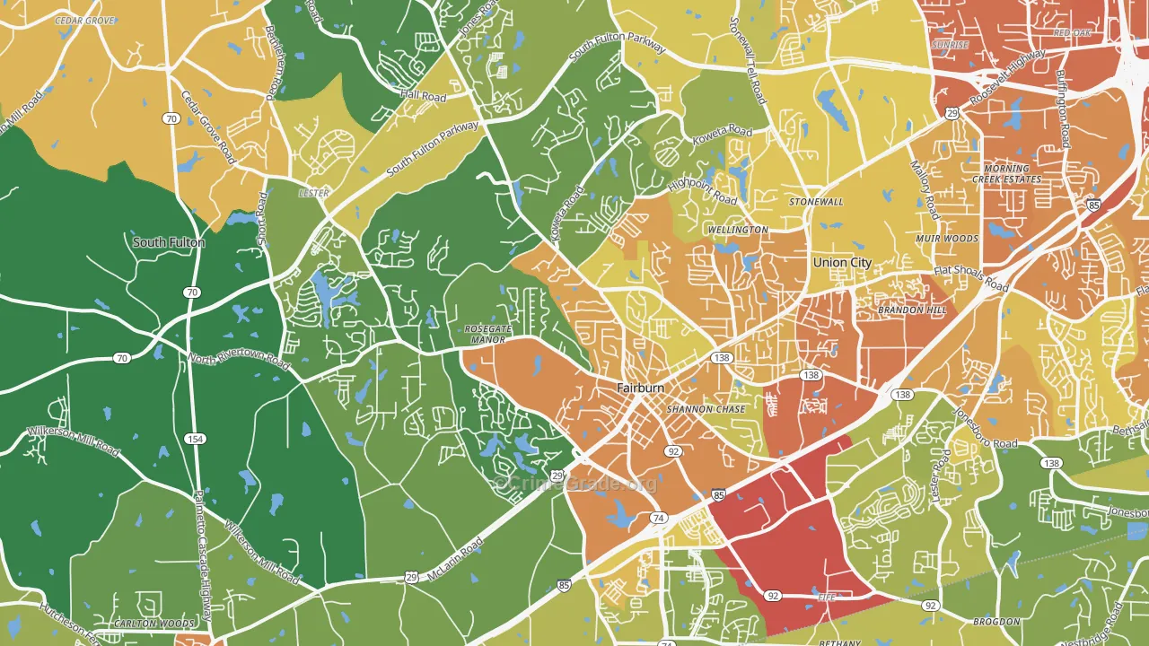 Fairburn, GA Map of Drug-Related Crime Rates