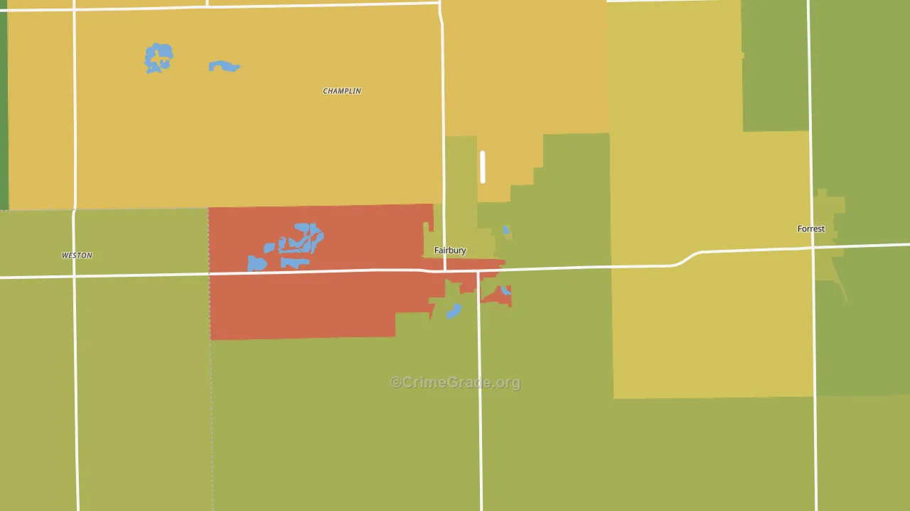 Fairbury, IL Map of Drug-Related Crime Rates
