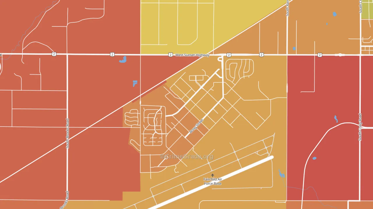 Fairchild AFB, WA Map of Drug-Related Crime Rates