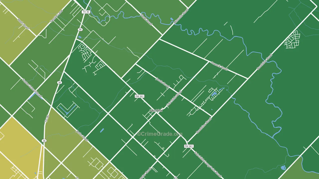 Fairchilds, TX Map of Drug-Related Crime Rates