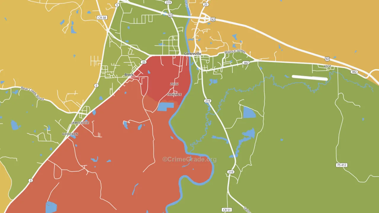 Fairdale, AL Map of Drug-Related Crime Rates