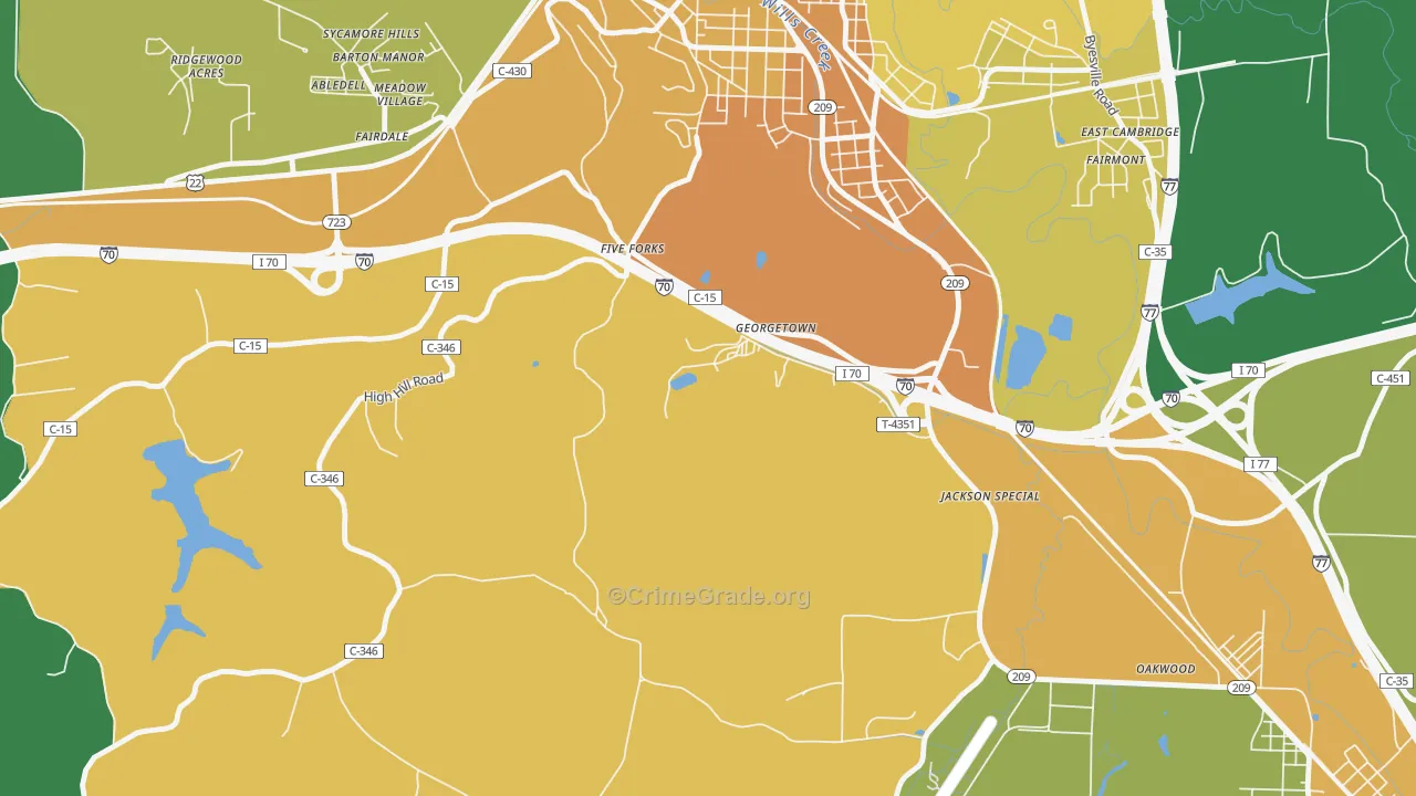 Fairdale, OH Map of Drug-Related Crime Rates