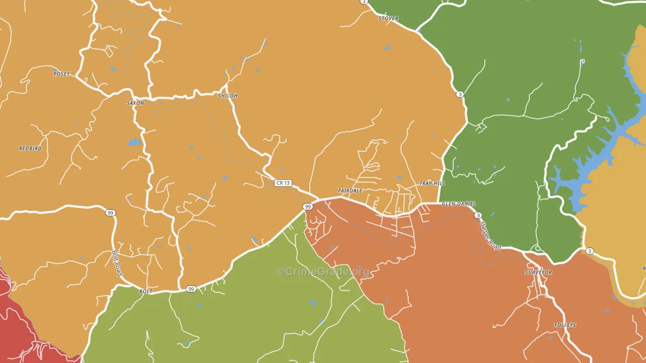 Fairdale, WV Map of Drug-Related Crime Rates