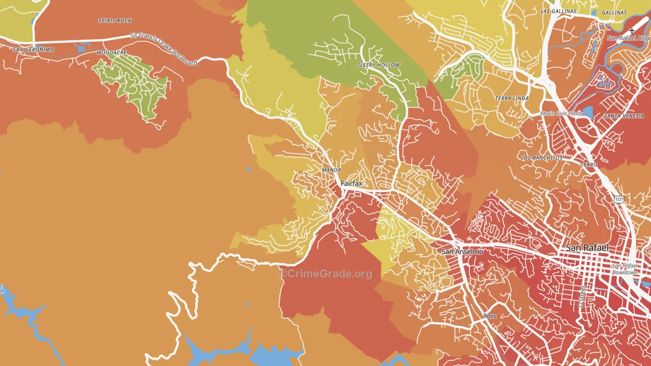 Fairfax, CA Map of Drug-Related Crime Rates