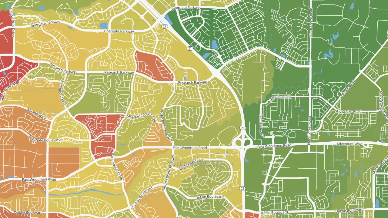 Fairfax, Colorado Springs, CO Map of Drug-Related Crime Rates