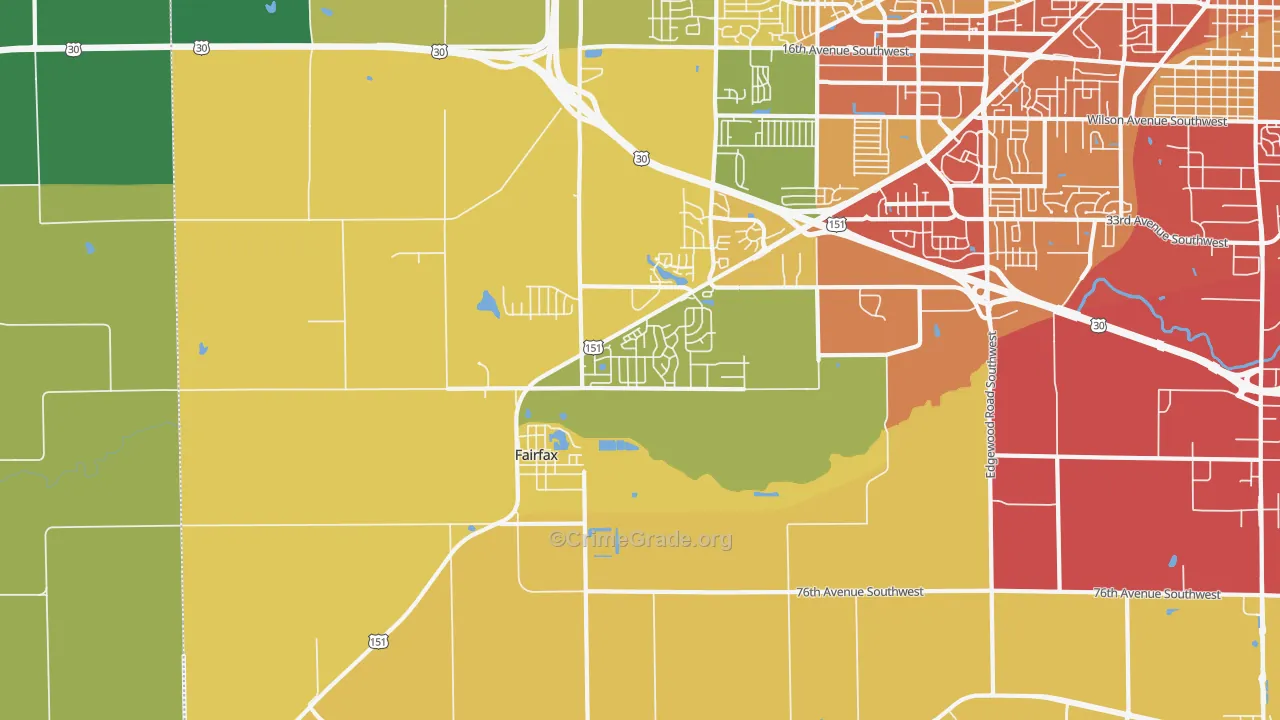 Fairfax, IA Map of Drug-Related Crime Rates