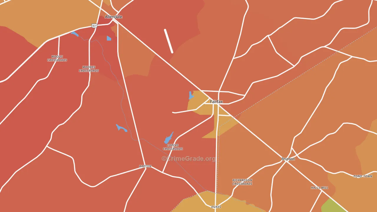 Fairfax, SC Map of Drug-Related Crime Rates