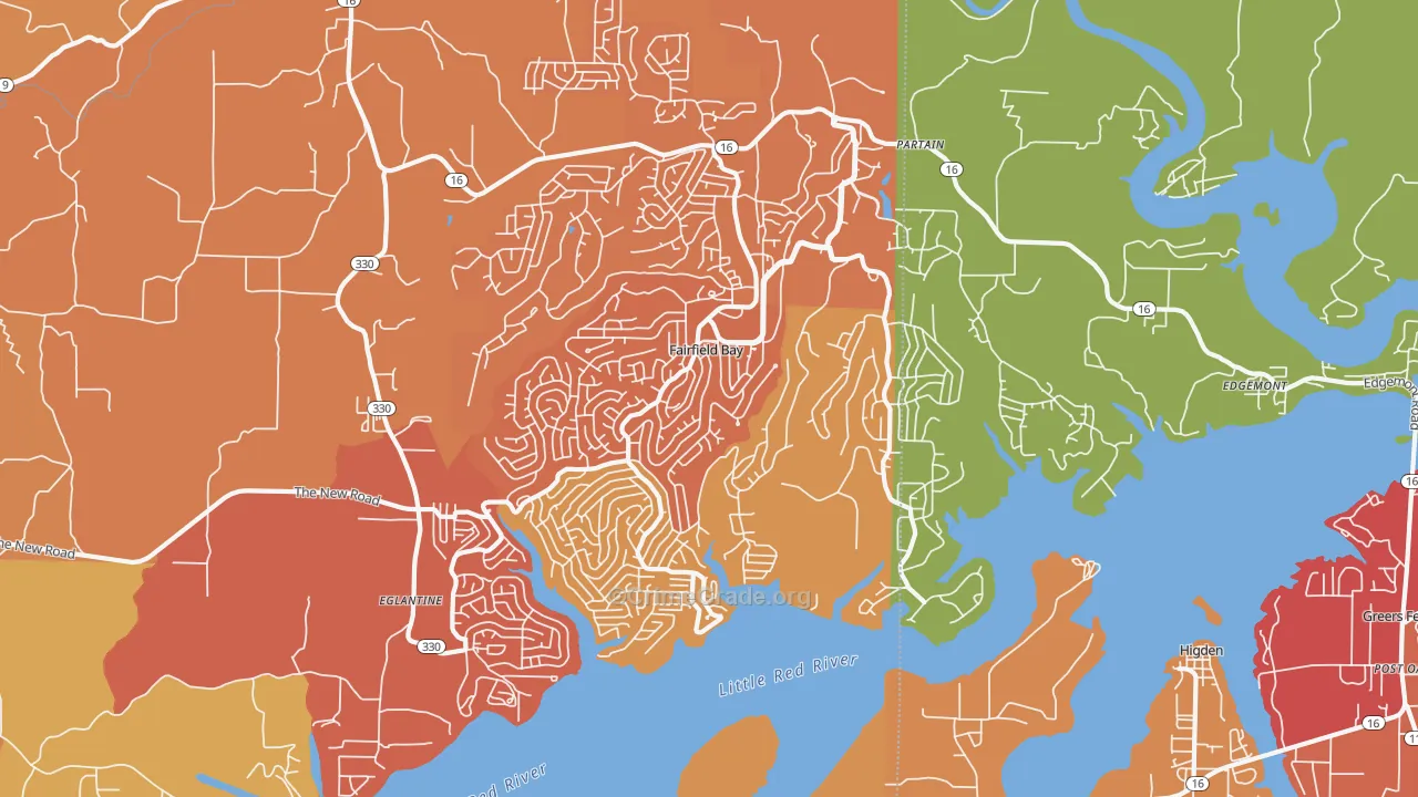 Fairfield Bay, AR Map of Drug-Related Crime Rates