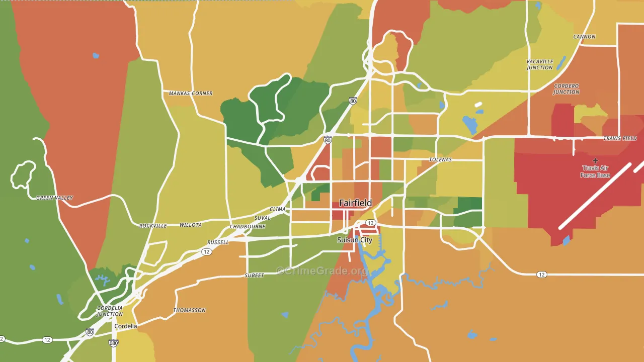 Fairfield, CA Map of Drug-Related Crime Rates