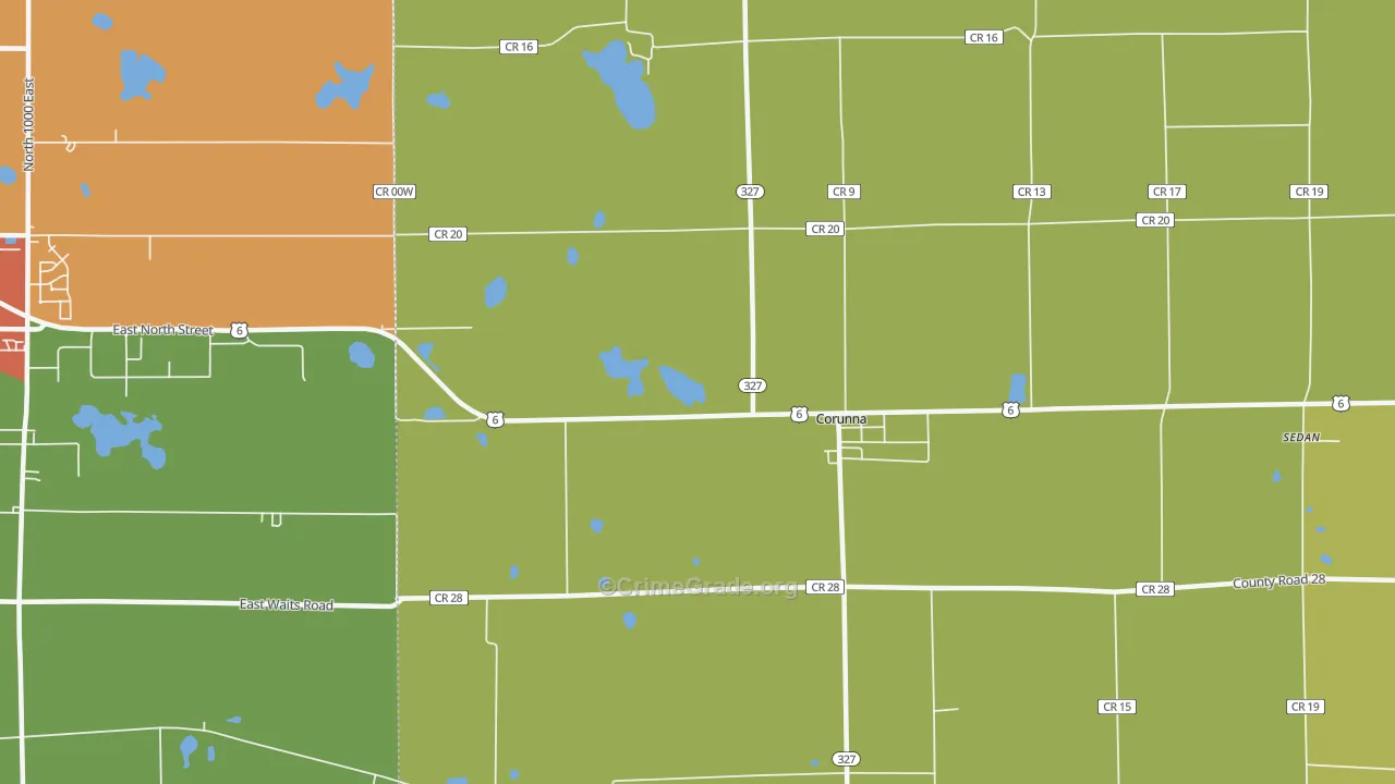 Fairfield Center, IN Map of Drug-Related Crime Rates