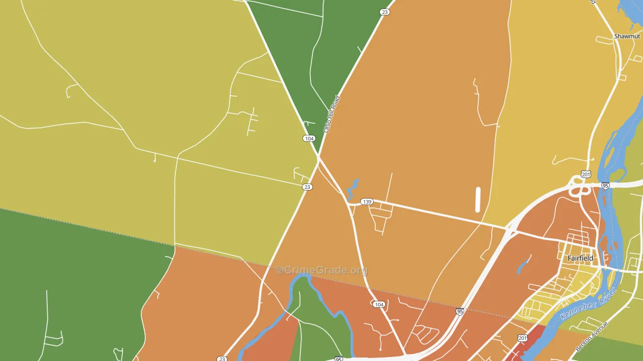 Fairfield Center, ME Map of Drug-Related Crime Rates
