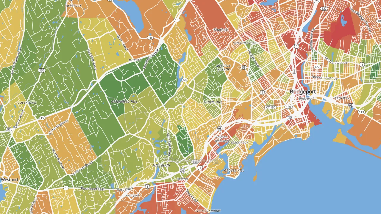 Fairfield, CT Map of Drug-Related Crime Rates