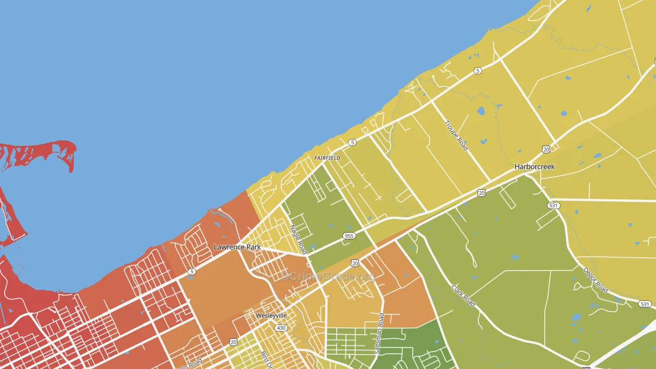 Fairfield, Erie, PA Map of Drug-Related Crime Rates