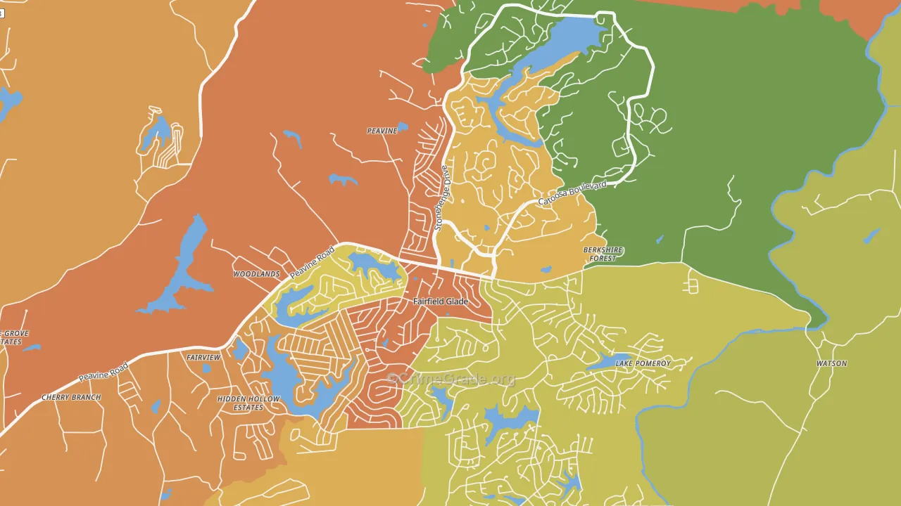 Fairfield Glade, TN Map of Drug-Related Crime Rates