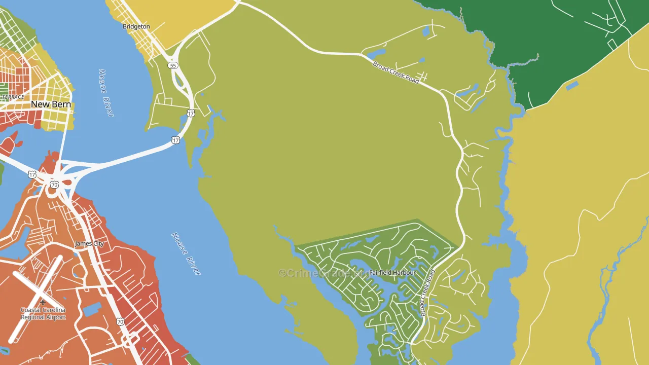 Fairfield Harbour, NC Map of Drug-Related Crime Rates