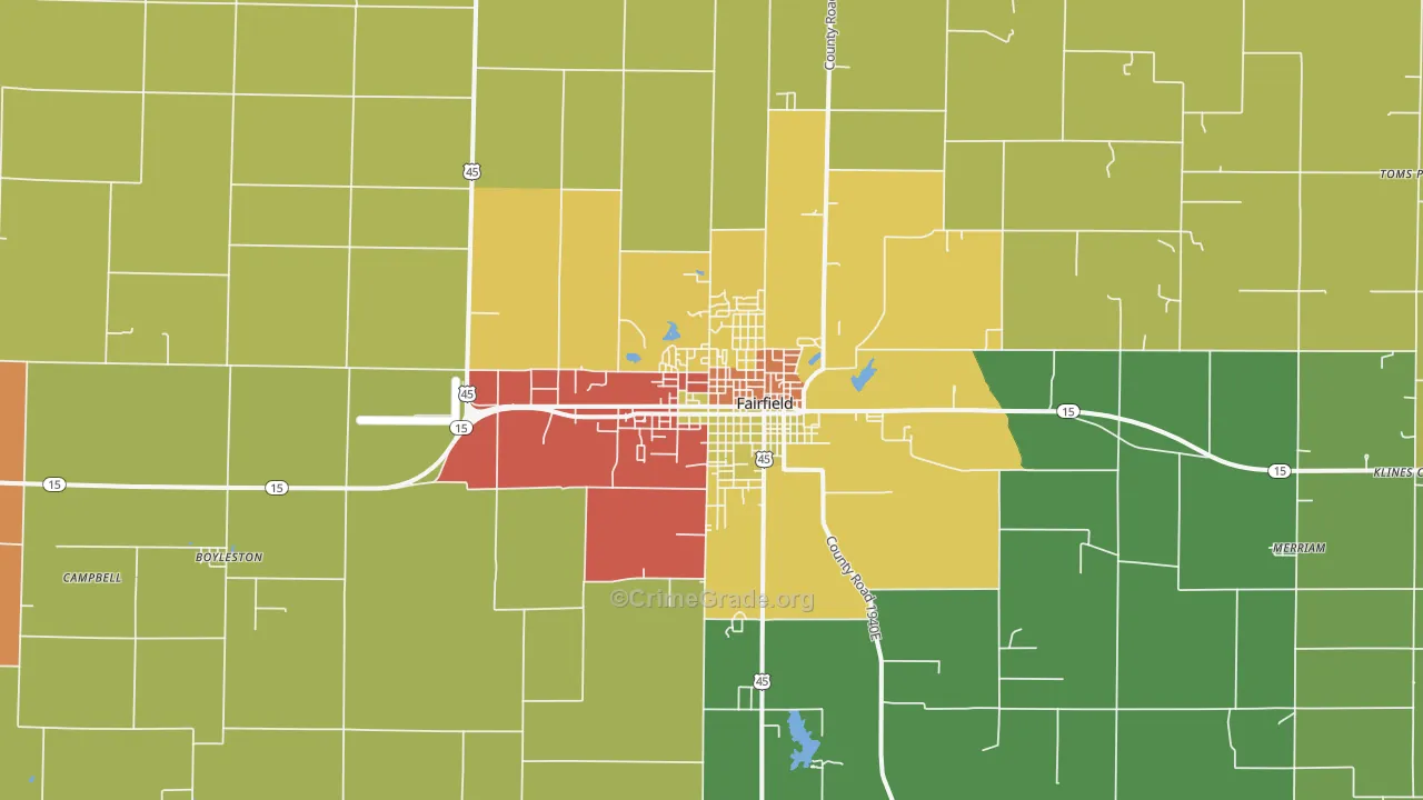 Fairfield, IL Map of Drug-Related Crime Rates