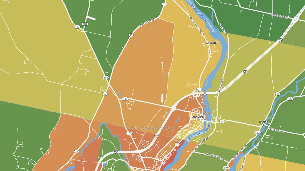 Fairfield, ME Map of Drug-Related Crime Rates