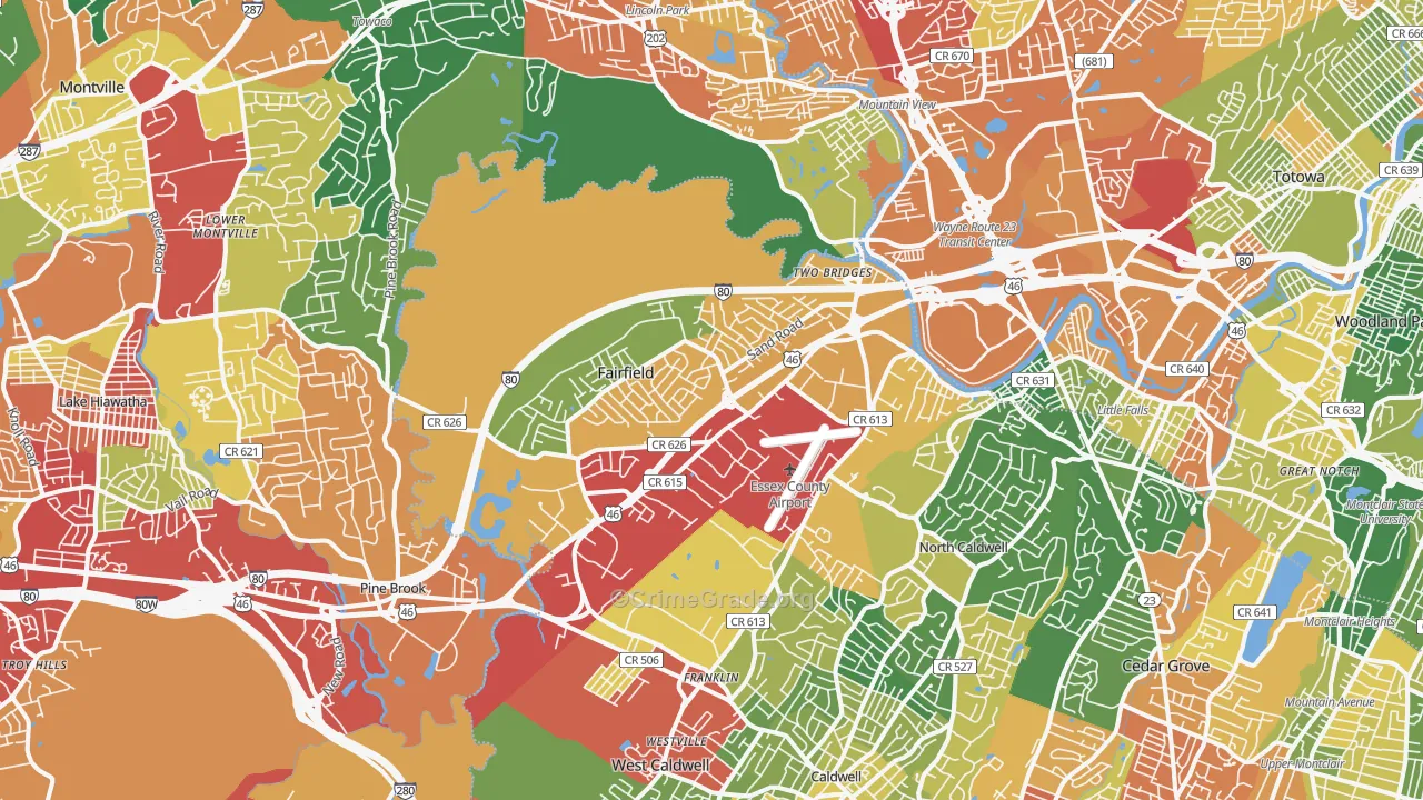 Fairfield, NJ Map of Drug-Related Crime Rates