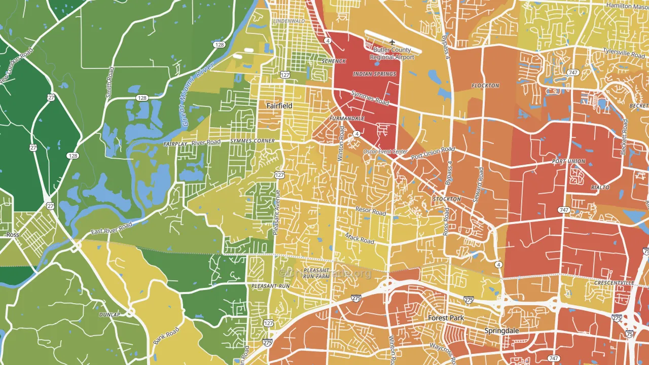 Fairfield, OH Map of Drug-Related Crime Rates