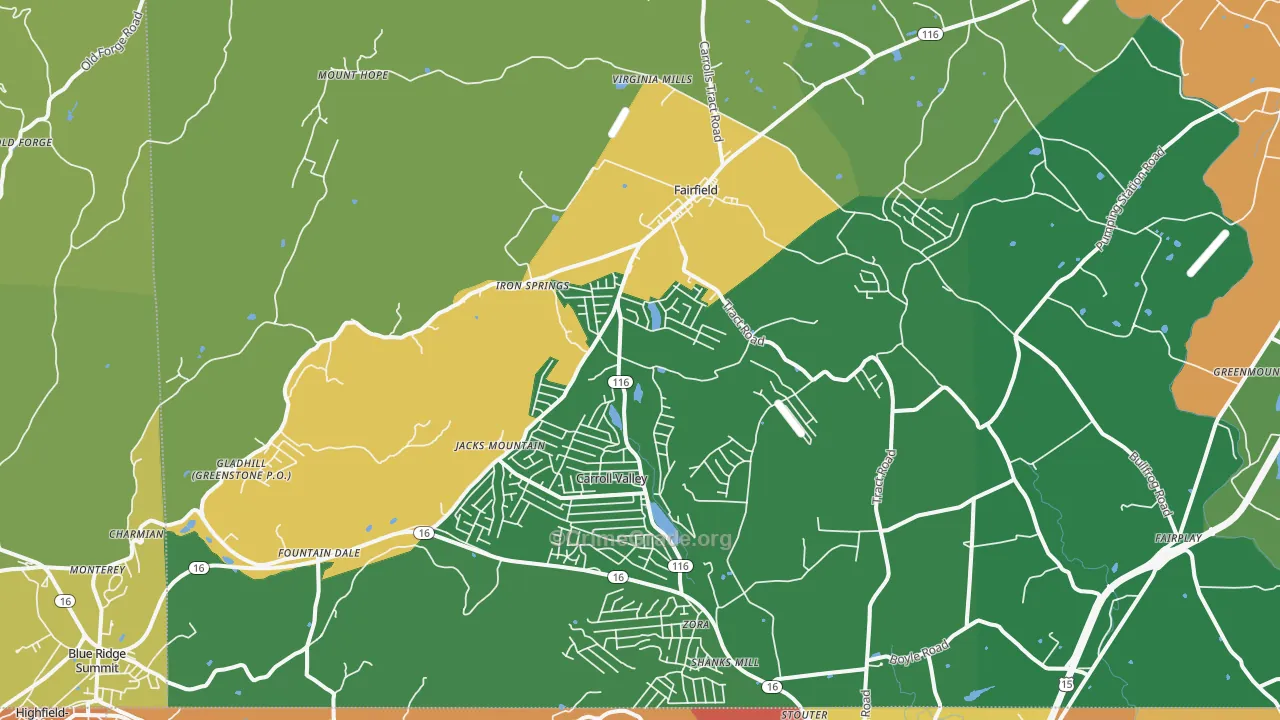Fairfield, PA Map of Drug-Related Crime Rates