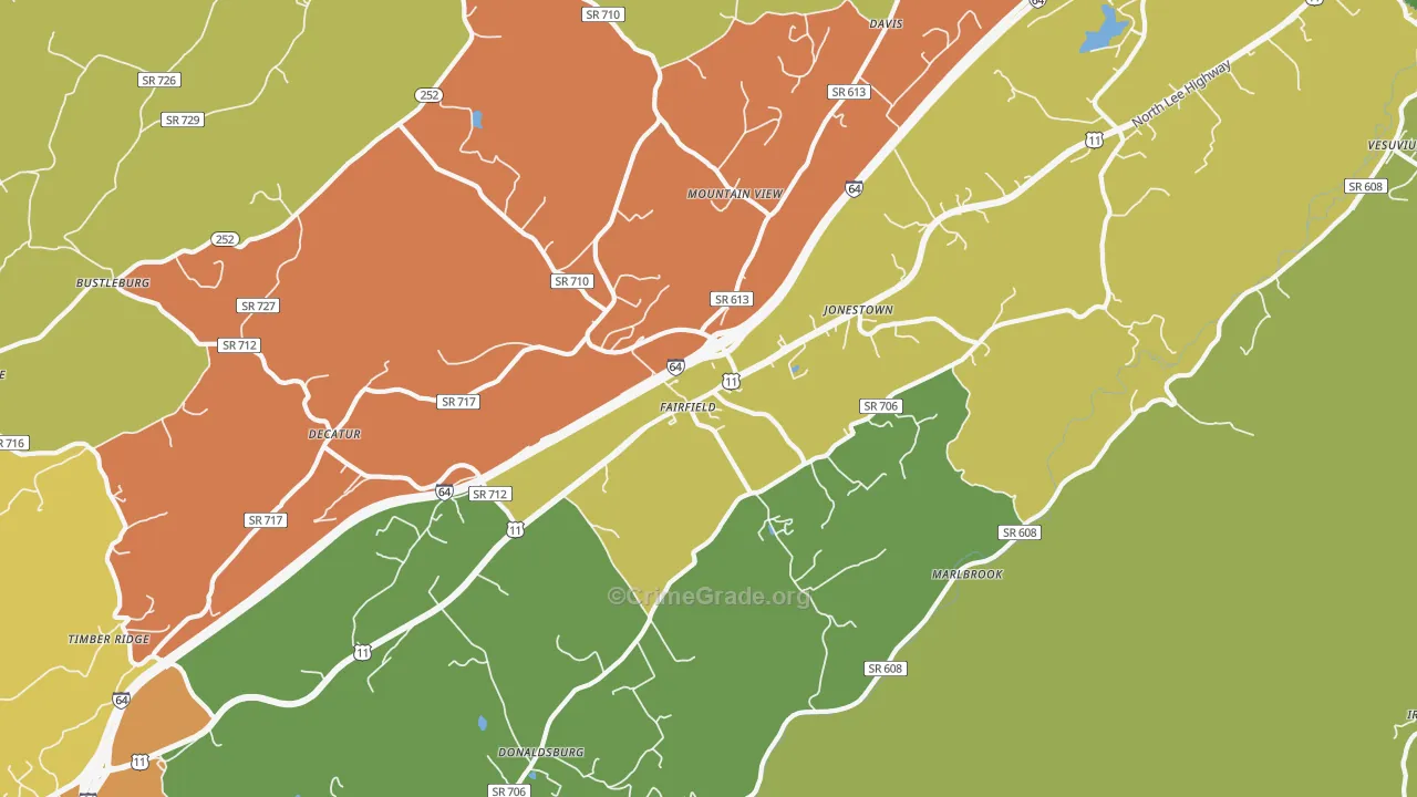 Fairfield, VA Map of Drug-Related Crime Rates