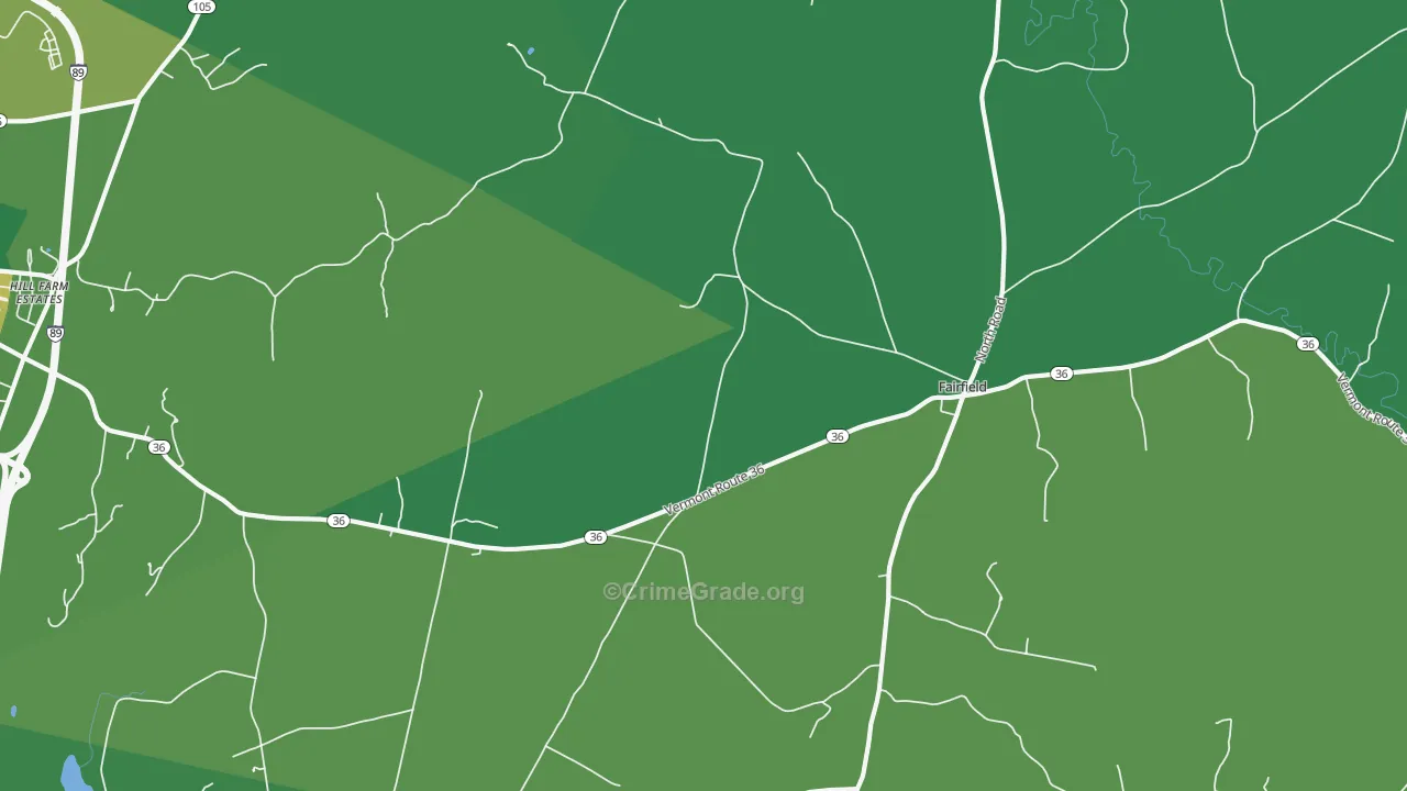 Fairfield, VT Map of Drug-Related Crime Rates