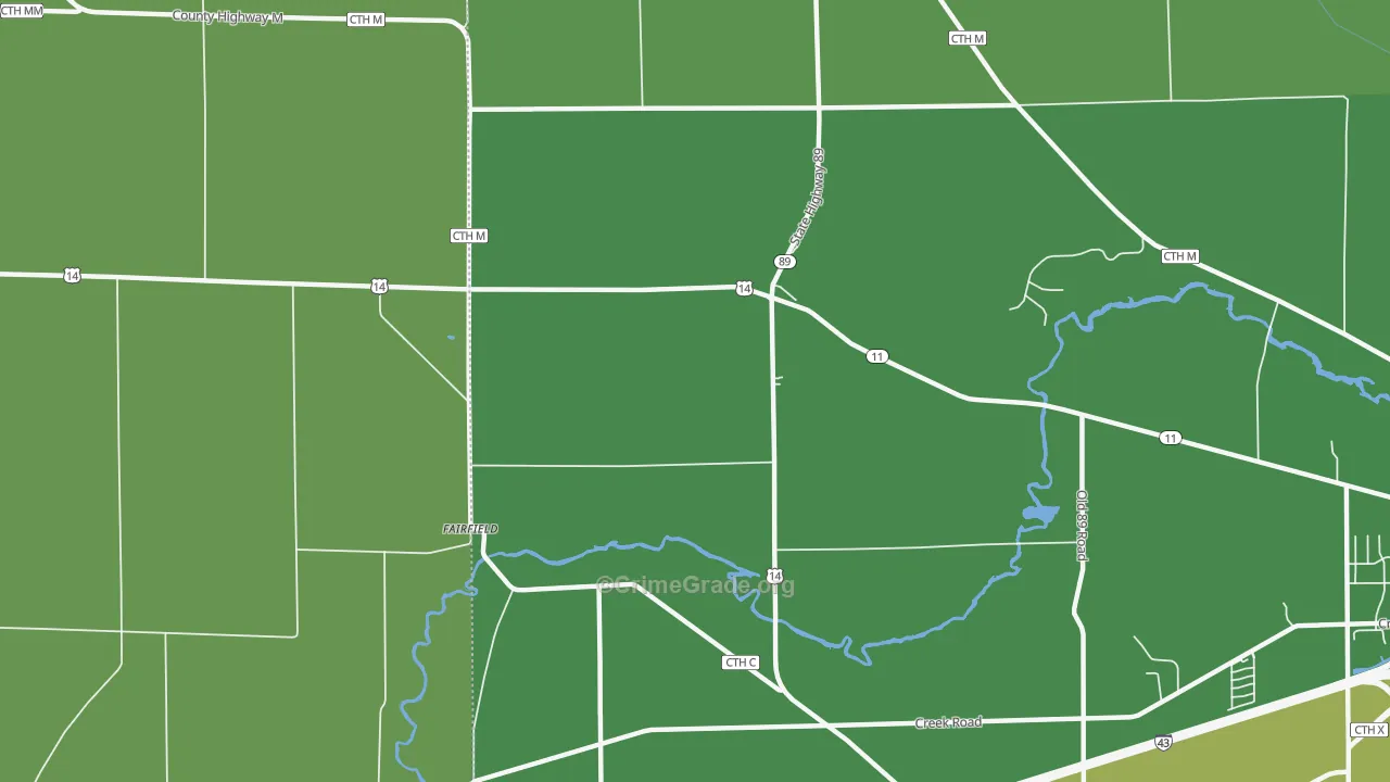Fairfield, WI Map of Drug-Related Crime Rates
