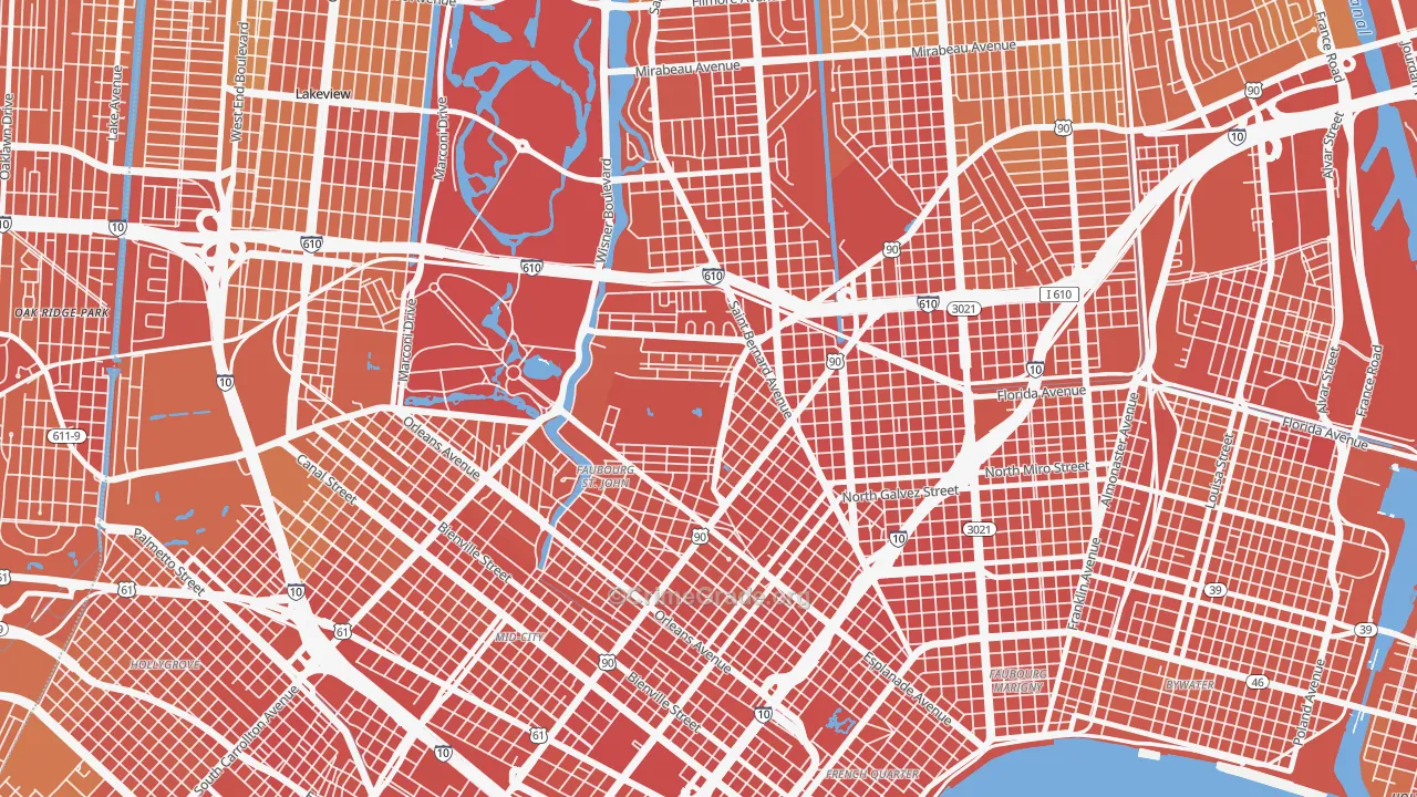 Fairgrounds, New Orleans, LA Map of Drug-Related Crime Rates