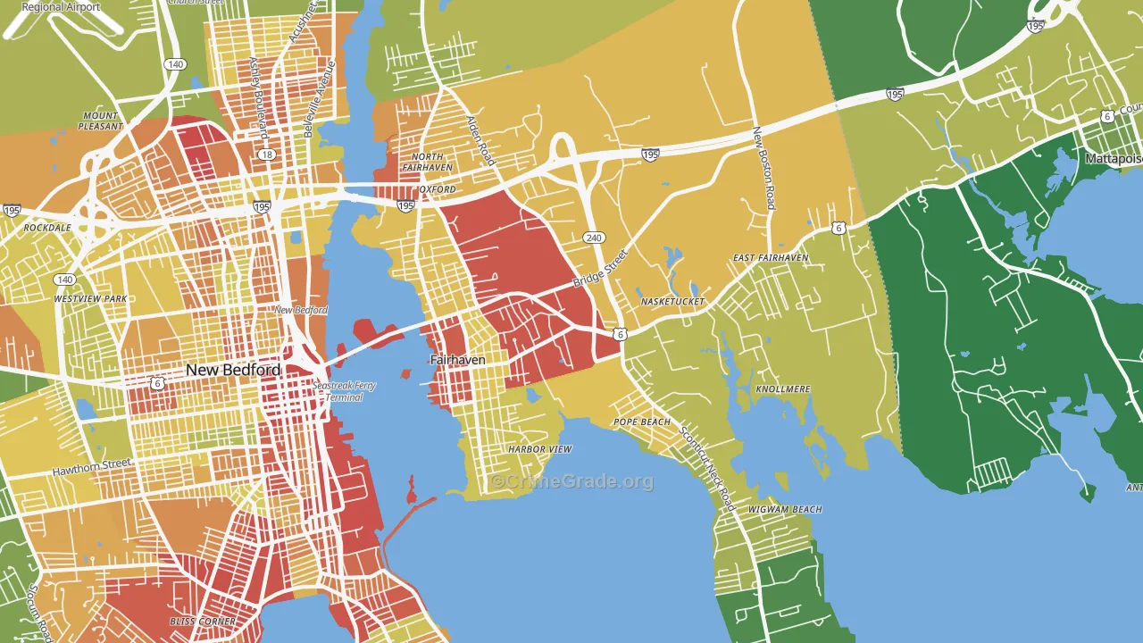 Fairhaven, MA Map of Drug-Related Crime Rates